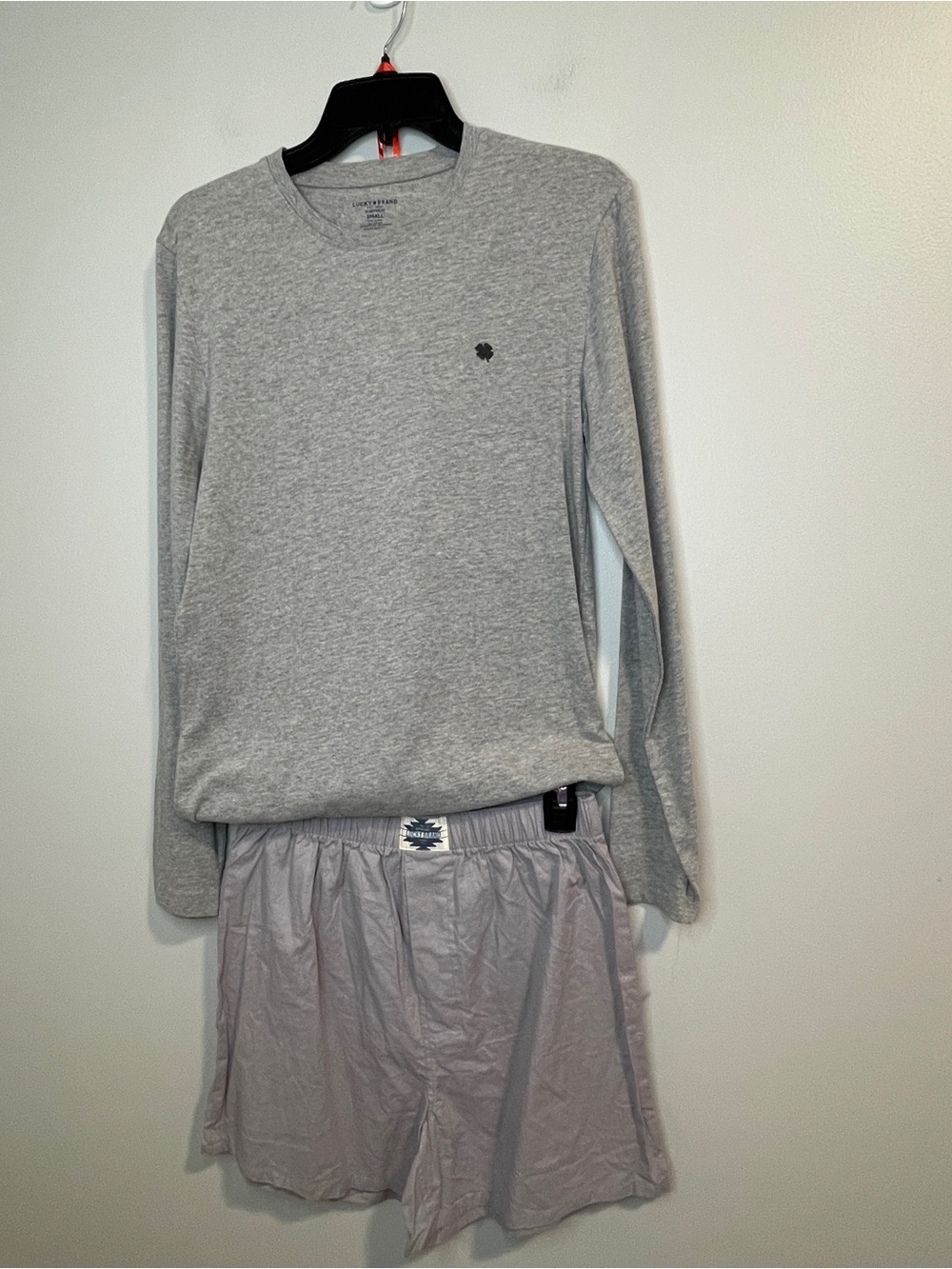 Lucky Brand Gray Long Sleeve Top with Light Gray Shorts Set